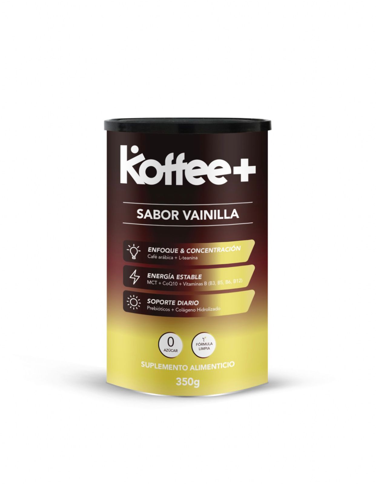 Koffee+ Vainilla 350gr - 35 porciones - $20 por porción